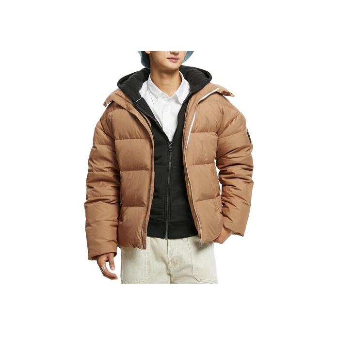

Calvin Klein Minimalist Hooded Waterproof Warm Down Jacket Men Jackets Camel J323735-GV7 L