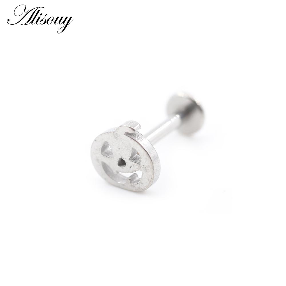 1PC Stainless Steel Halloween Pumpkin Bat Ghost Star Tragus Helix Labret Lip Rings Cartilage Ear Earring Piercing Body Jewelry