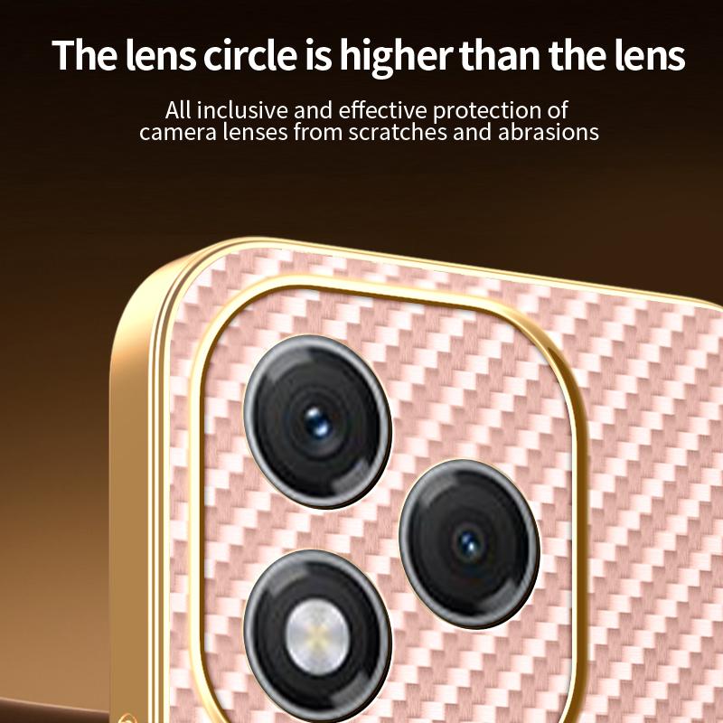 For Honor 400 Lite 5G Phone Case Carbon Fiber Textured Electroplated TPU Back Cover