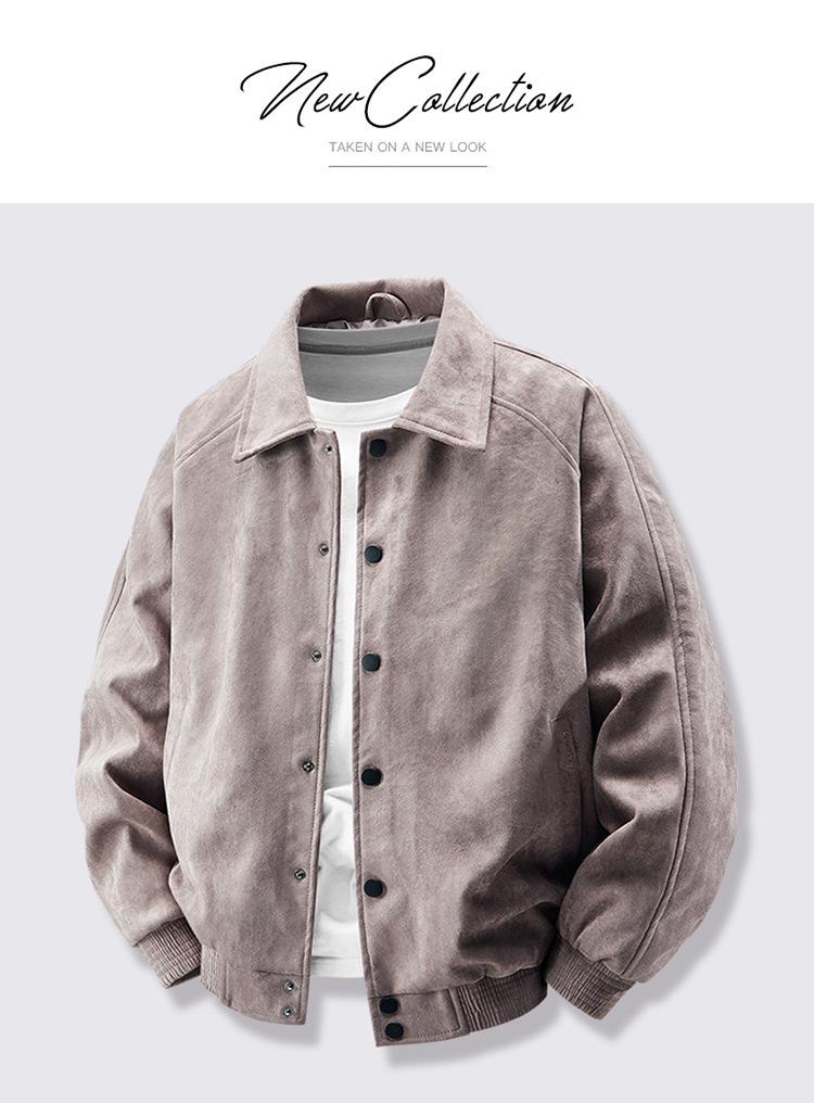 2025 Men's Suede Velvet Jacket: Elastic Lapel, Casual, Comfortable, Fashionable, Versatile for Spring and Autumn