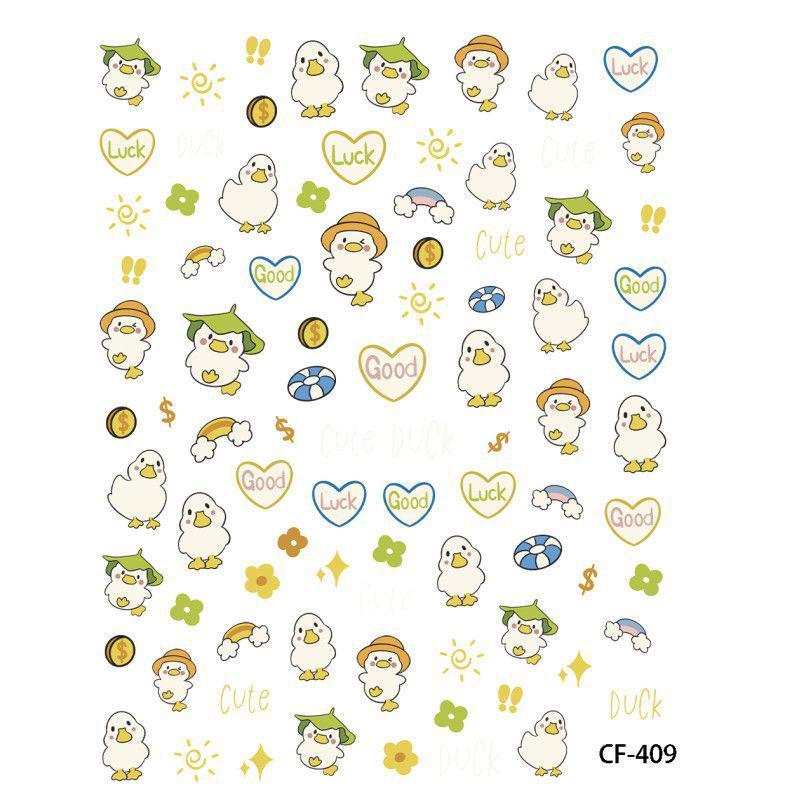 

Yellow Duck 3D Embossed Nail Art Stickers - Cute Cartoon Duck Patterns with Pen Holder Function Gaga (individual card + OPP bag) [1 sheet]