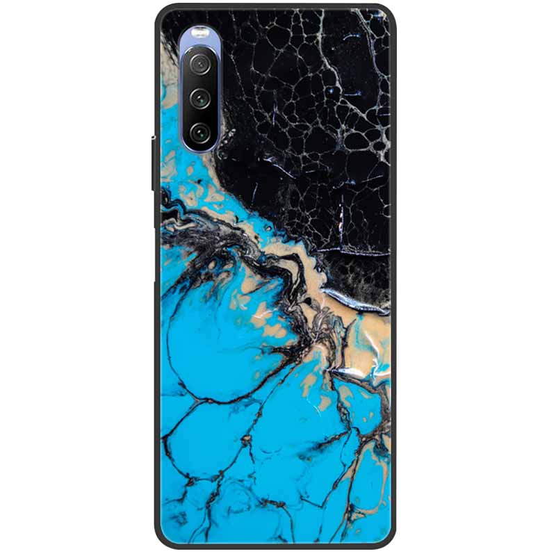 Soft Cover For Sony Xperia 10 III Case 5 III Soft Silicone Black Cases for Sony Xperia 1 III / Xperia1 XZ4 Covers Cool Marble