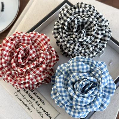 Neue wunderschöne Haarspangen Mode Karierte Blumen Haarklammer Damen Temperament Haarnadeln Hai-Clips Dame Party Haarspangen