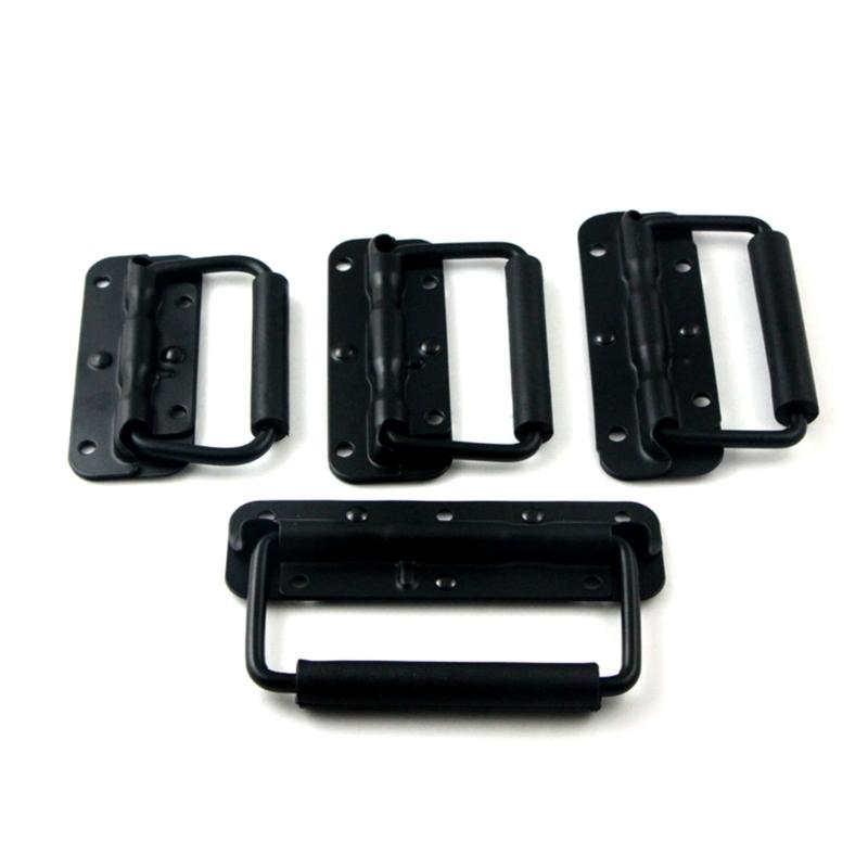 Black Spring Loading Cupboard Handles Foldable Iron Hardware Space Saving Solution Smooth Grip 6pcs for Kitchen Bathroom