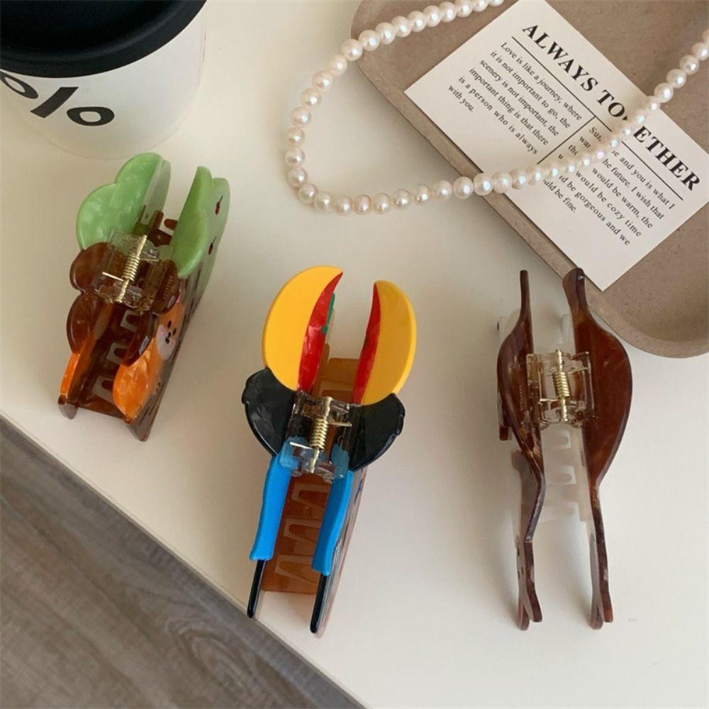 Creative Animal Hair Clip Cartoon Bird Shark Clip Creative Acetate Hair Claw Travel