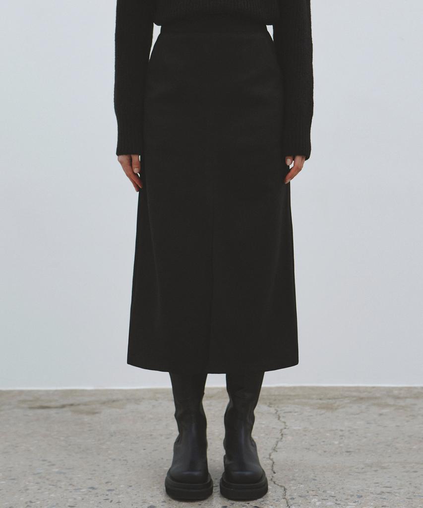 Nigaennikol Slit H Long Skirt_Black