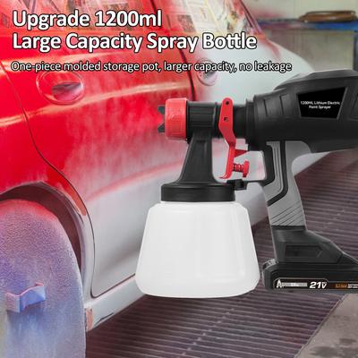 Electric Paint Sprayer with 2Pcs 21V 2.0Ah Batteries Spraying Machine with 4 Nozzle & 3 Spray