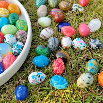 Egg Shaped Stone Natural Semi-precious Stone Polished Healing Quartz Crystals Ornament Craft Ag Y2R2