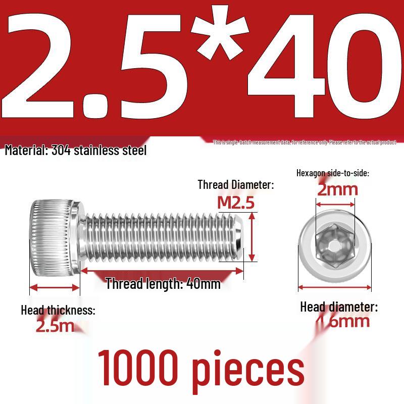 304 Stainless Steel Hex Socket Head Cap Screws, M2-M10, Extended Length
