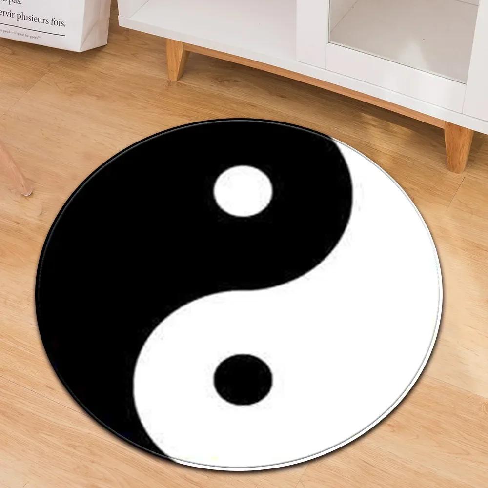 Yin Yang Tai Chi Round Carpet Flower of Life Gym Carpets Circle Rug Indian Buddha Yoga Meditation Mats Non-slip Chair Mat Decor