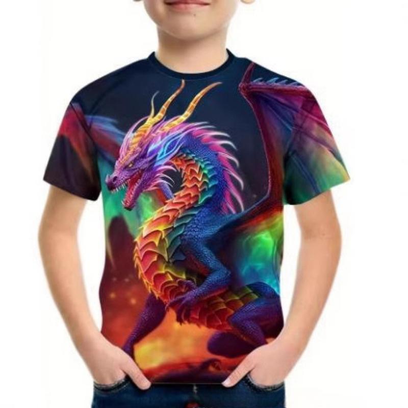 Dragon Series 3D Digitaltryckt Barns Casual Pullover Rundhals Kortärmad T-shirt