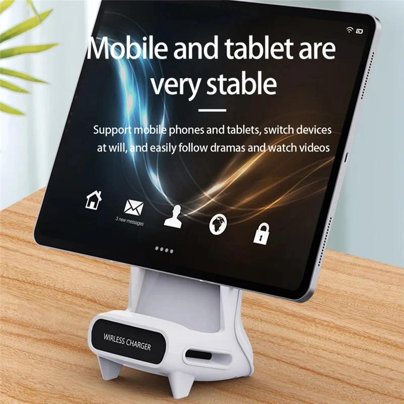 Bezdrátová nabíjecí podložka Stojan Stolní držák na mobilní telefon 15W Rychlonabíjecí stanice Dok Držák pro iPhone Samsung Xiaomi LG