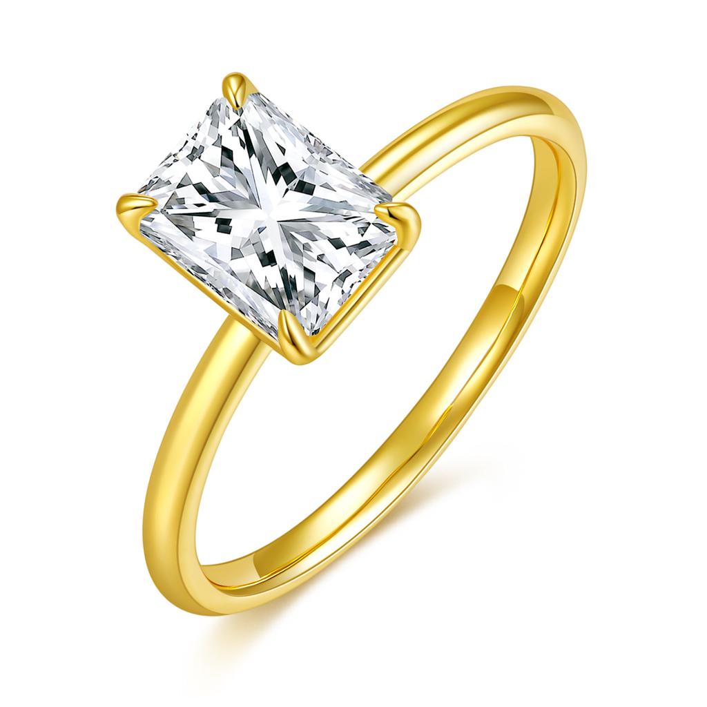 ZhuangYee Classic Design Silver Plated 925 Sterling Silver GRA Certificated 2ct*1PC Radiant Moissanite Color D Engagement Ring