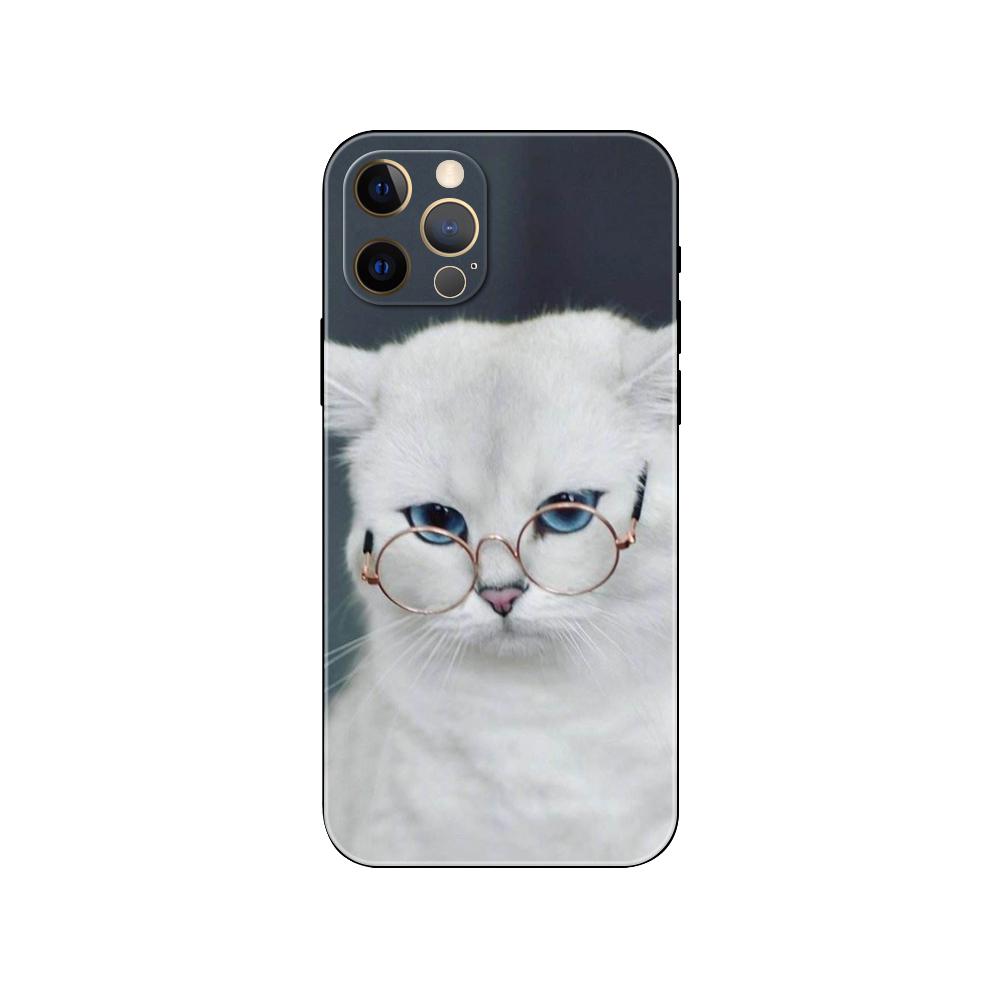 Cat Glasses Cool phone case for iphone 5 5s 2020se 6 6s 7 8 plus x 10 XR XS 11 12 13 mini pro MAX black tpu back cover