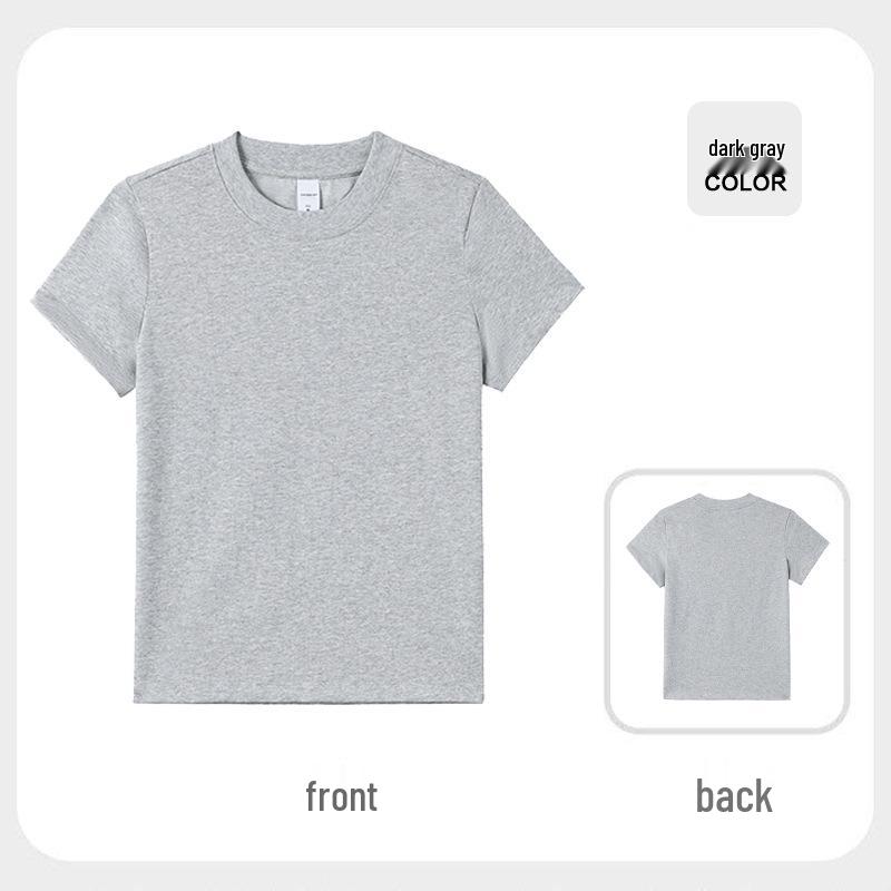 

Women s Cotton Slim-Fit Short-Sleeve T-Shirt - Spring/Summer 2026 Collection Large темно-сірий