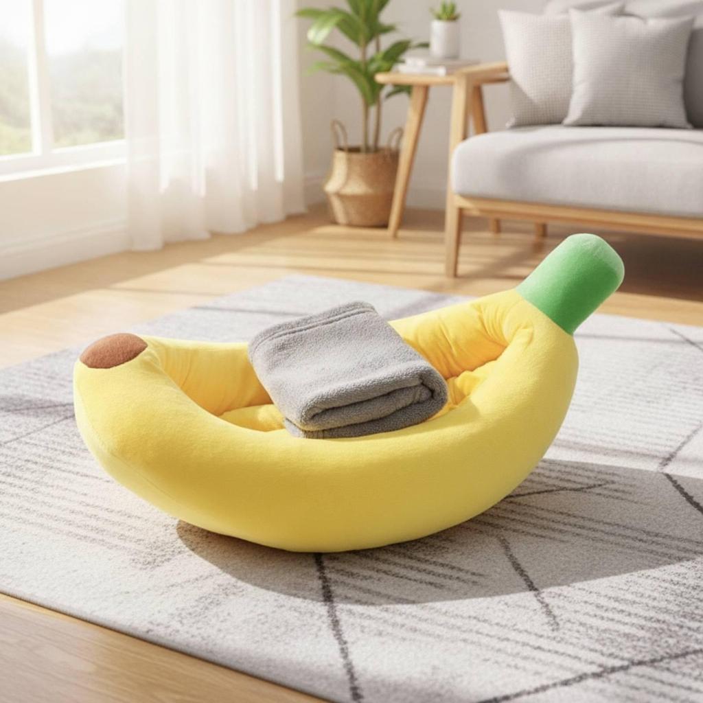 Banana Cat Bed Cute Banana-Shaped Washable for Kittens