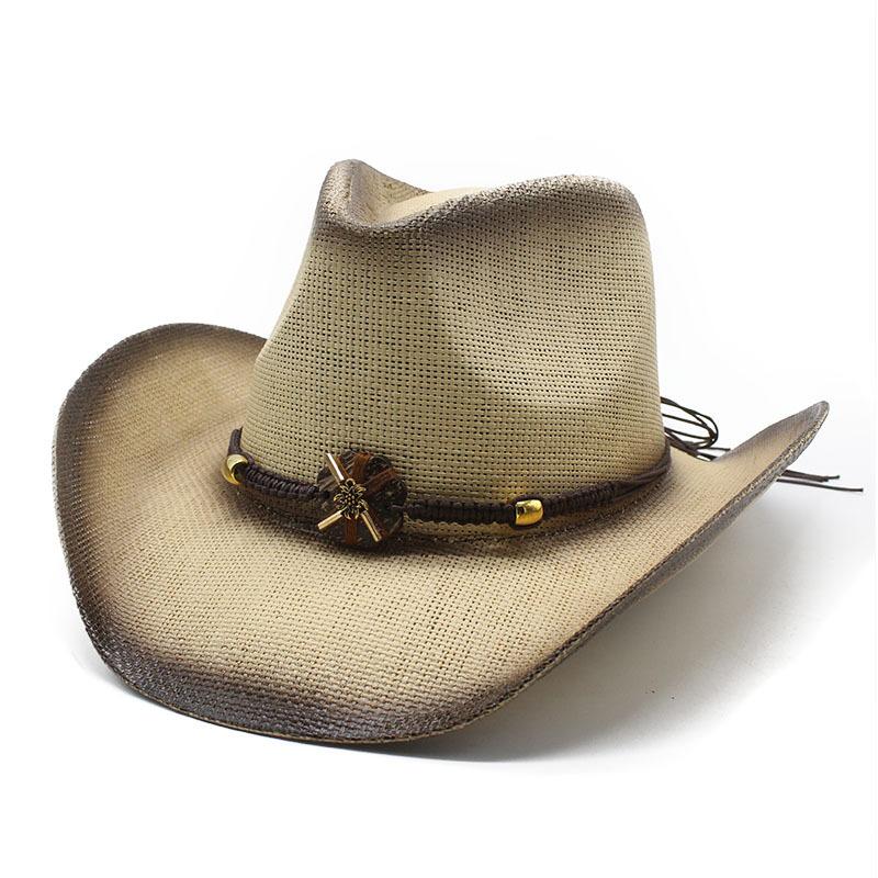 Spray Painted Cowboy Straw Hat Personalized Characteristic Hat Handmade Western Cowboy Hat Ethnic Sun Hat