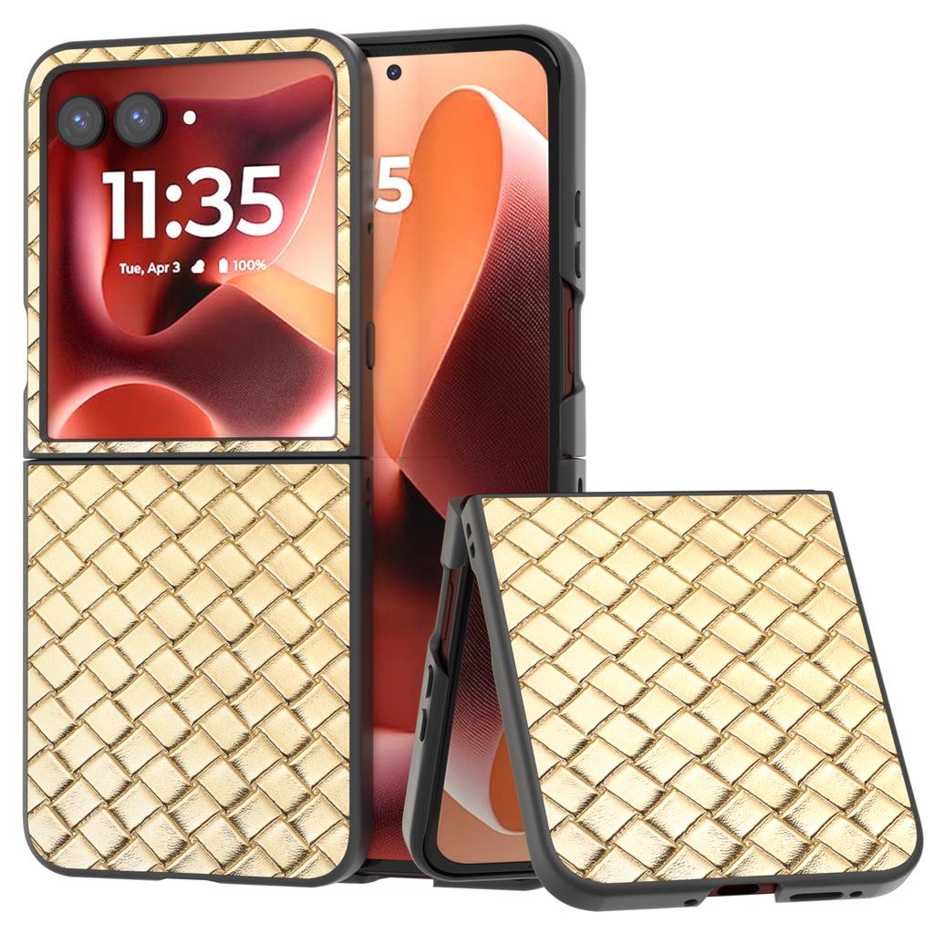 For Motorola Razr 60 Ultra 5G Case Woven Texture PU Leather Coated PC Mobile Phone Cover