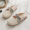 Flat bottom soft bottom bag head half slippers women's outer wear 2025 new spring and summer sandals Mary Jane gentle half support single shoes