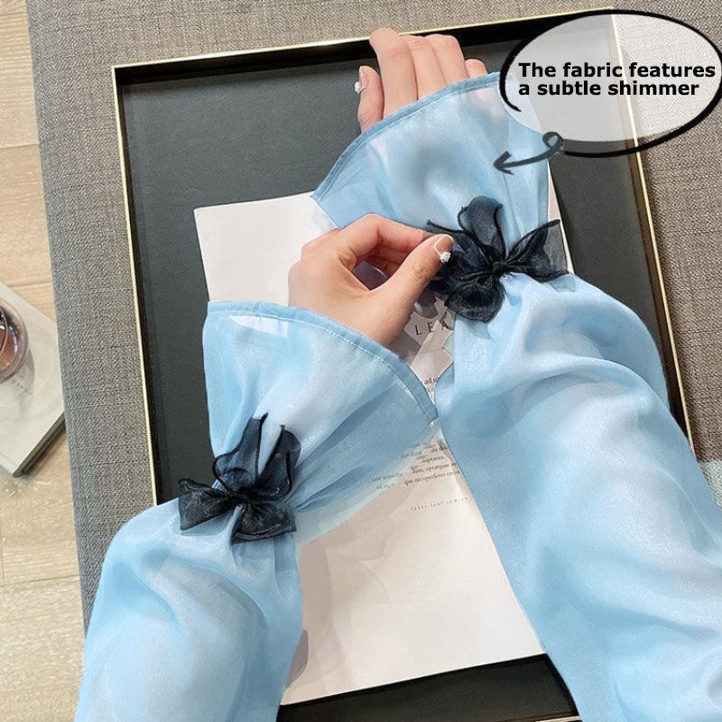 2PC Bell Sleeves Elegant Solid Sun Protection Arm Protectors Riding Oversized Driving Ice Sleeves Beach Bow Outdoor