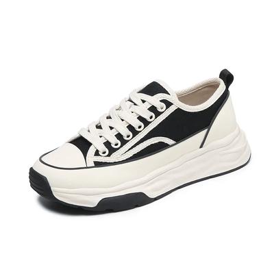 Mode Neue Damen Plateau Canvas Sneaker Schnürschuhe Damen Freizeitschuhe Mode Schnürschuhe Damen Sportschuhe Weiße Sneaker Plateaus