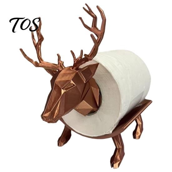 Tissue Dispenser 3D Printed Elk Toilet Paper Holder, Stable Base Bathroom Roll Minimalist Organizer Dispenser, Waterproof PLA Decorative Towel