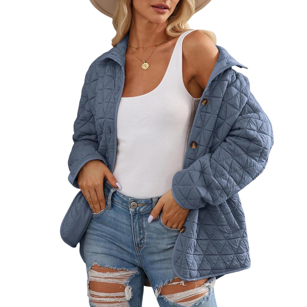 Women's Lightweight Jacket Casual Winter Open Front Button Coat Outwear