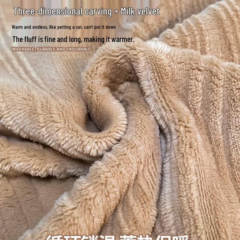 OEING Double-Sided Thickened Buckman-Mocha Flat Sheet Bedding Set