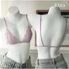 French Lace Triangle Cup Wireless Bra - Front Buckle, Ultra-Thin, Summer Style
