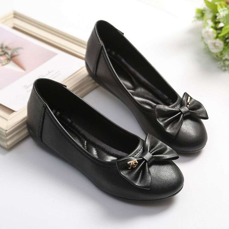 Old North Doudou Shoes Women's New Fashion Round Head Shallow Mouth Bow Non-slip Flat Bottom Soft Sole Mother Maternity Net Shoes