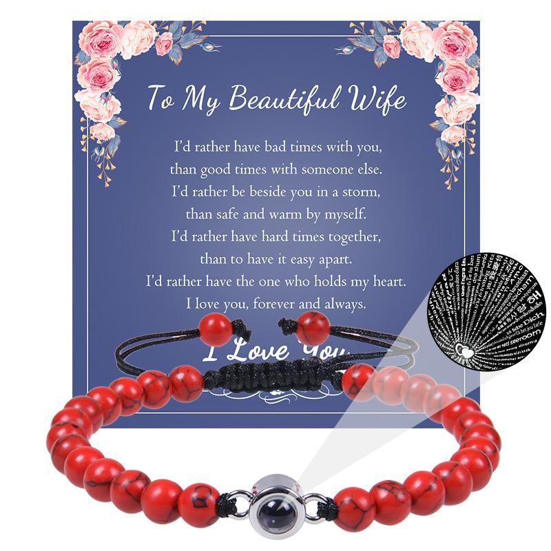 JYL TS Bracelet Men s  Triple Layer Beads Multiplies Strength & Blessings red turquoise вишня
