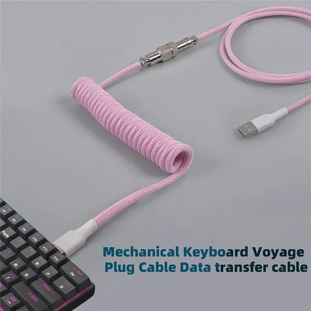Mechanical Keyboard Coiled Cable, Type-C USB Port, Aviator Coiling Cable for Gaming and Desktop Computers