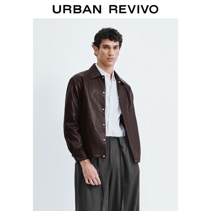 UR Men's PU Lapel Button Jacket