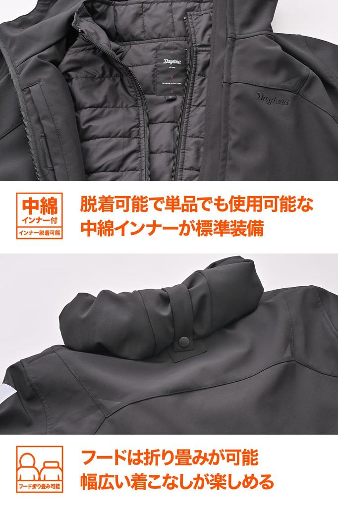 Daytona Motorcycle Jacket for Autumn and CE Soft Protector All Soft L Spring, Winter, Standard, Included, Windproof, Seasons, Parka, DJ-015, Men's,
