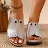 2024 New Summer Fashion Slope Heel Slippers Women's Shoes Solid Color Casual Slope Heel Thick Sole Slippers