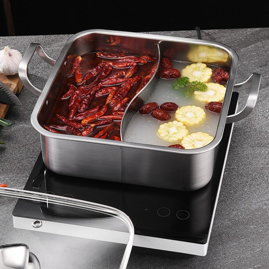 Shabu-shabu Half-and-half Pot Stainless Steel Hot Pot Camping Stew Pot