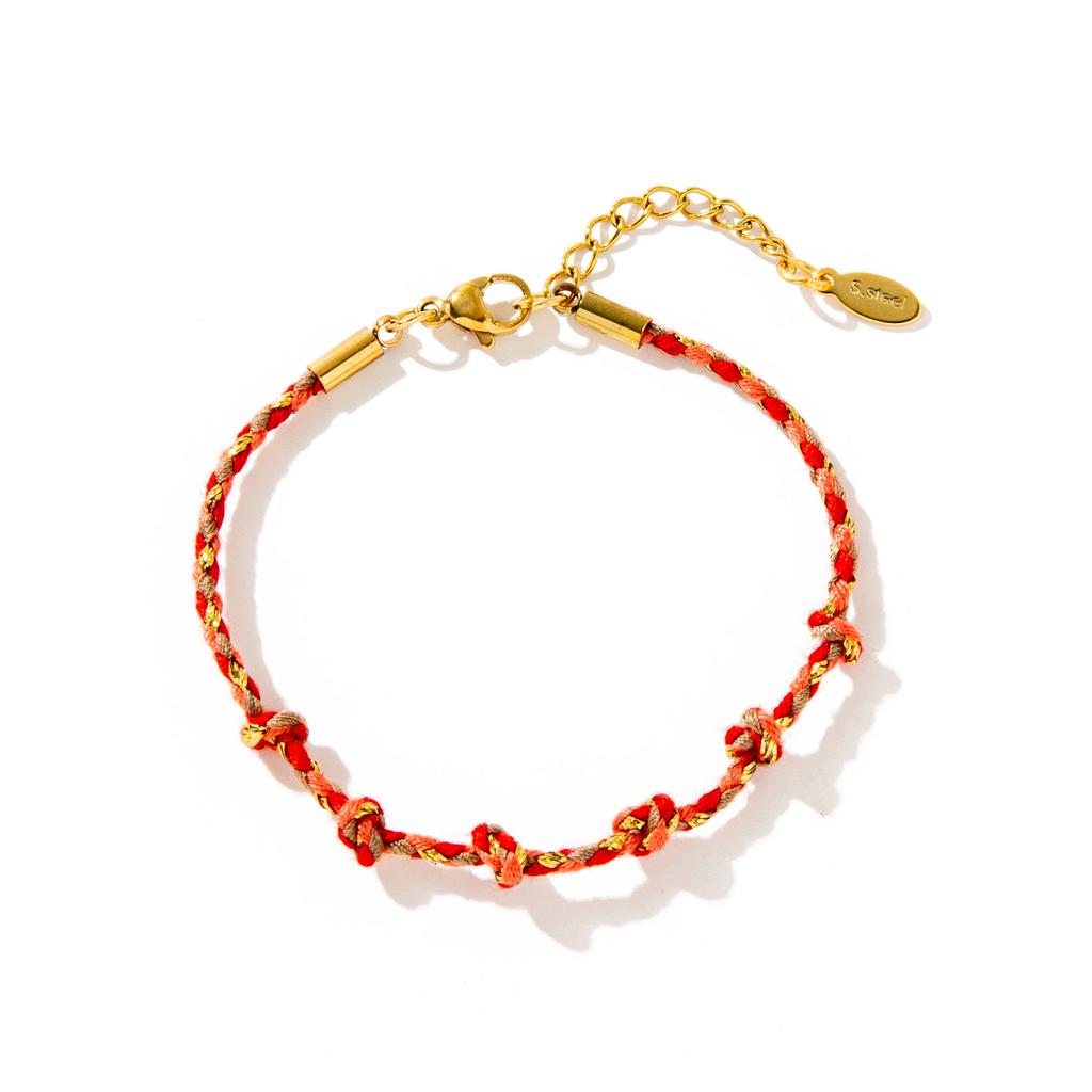 Ins style handmade colorful woven rope bracelet dopamine DIY rope chain gold plating