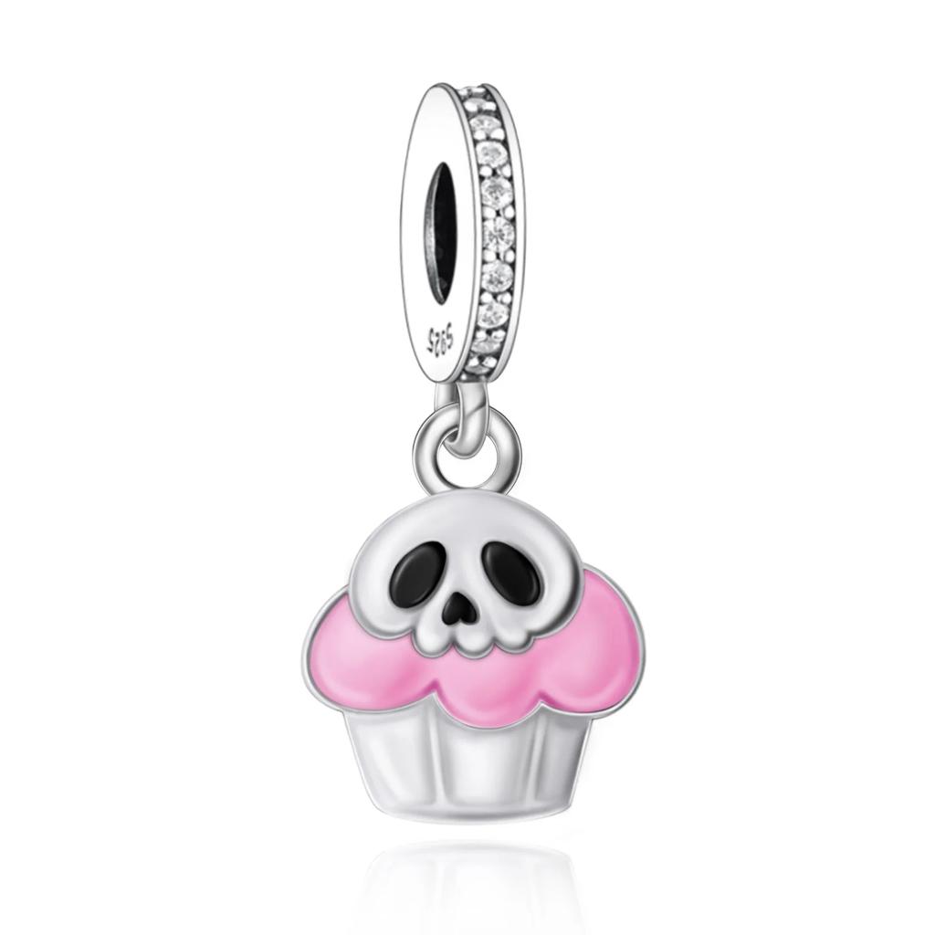 925 Silver Bat Witch Pumpkin Scream Skull Spider Moon Bead Fit Pan Charms Bracelet For Making Women Halloween Berloque