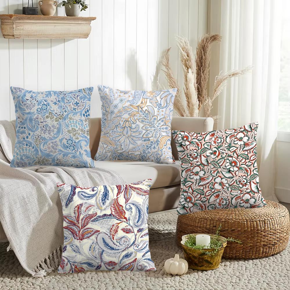 Retro Aristocratic Flower Pattern Cushion Cover DoubleSided Printed Organic Linen Pillow Cover Decorative for Sofa Home