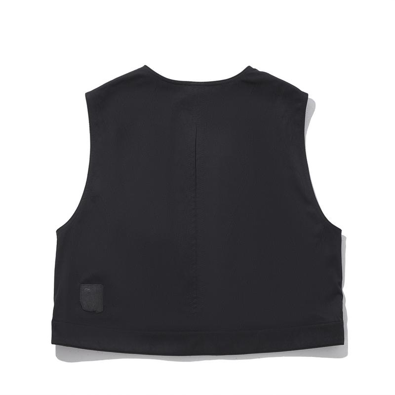 Li Ning New Chinese Style Plain Simple Vest Women Vest Black AMDW028-3