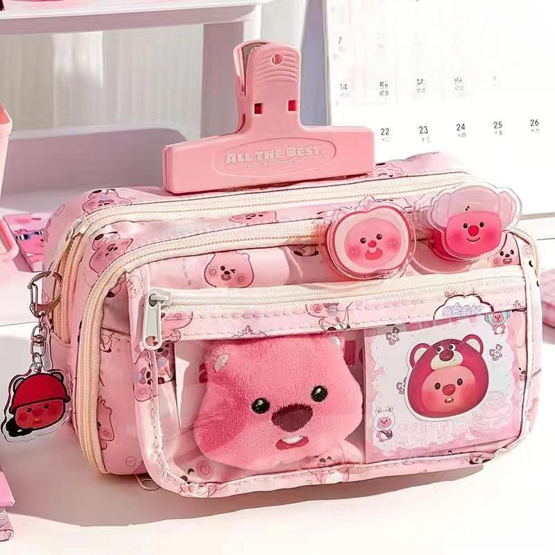 

Високоякісний мультяшний пенал-капібара з відкидною кришкою для легкого доступу та великою місткістю для зберігання канцелярського приладдя рожевий