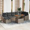 VidaXL 8-Piece Garden Sofa Set with Grey Cushions Poly Rattan 3360031