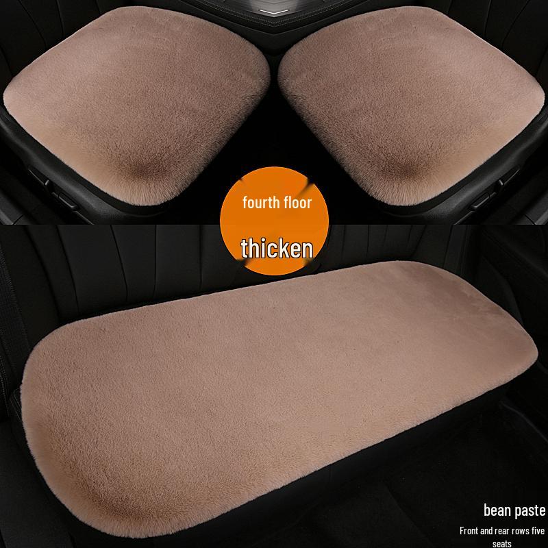Universal Plush Car Seat Cushion Set - Faux Rabbit Fur, Short Hair, Winter Comfort for Rear Seats