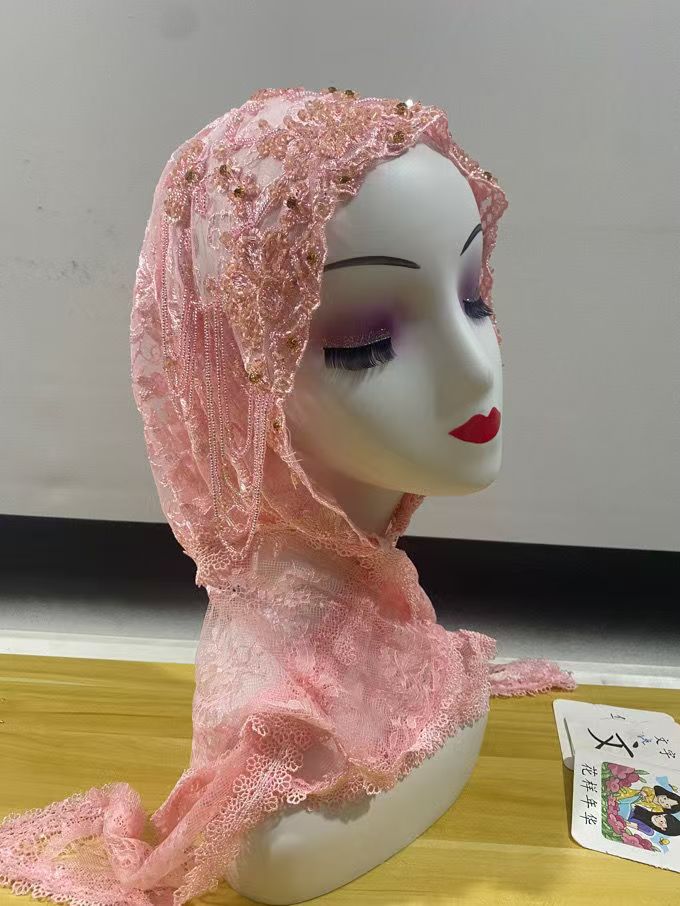 

Muslim Women s Hijabs Black Grey with Beading Ramadam Headscarf Evening Party Luxury Kufi Scarf Dubai Turban Islam Hat рожевий