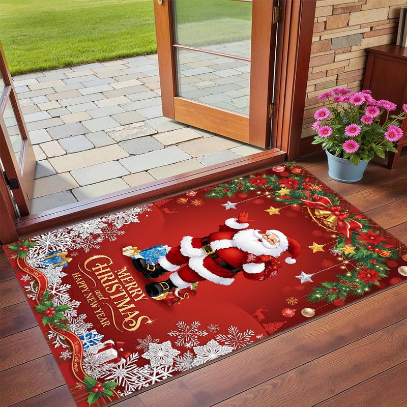 Christmas Printed Square Area Rug Soft Non Slip Floor Carpet For Bedroom Holiday Gift