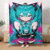 Custom Name Hatsune Miku Theme Printed Blanket - Perfect for Couch, Bed, Travel & Outdoor Use | Machine Washable, Cozy & Durable.