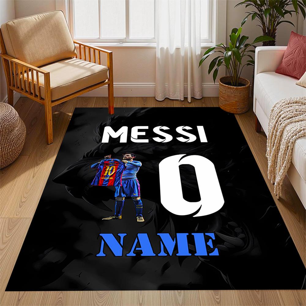 Messi's Celebration Moment Personalized Name Carpet Design for Dining Room Decorate room Hallway Kitchen Anti-slip Rug Anime Office Decor