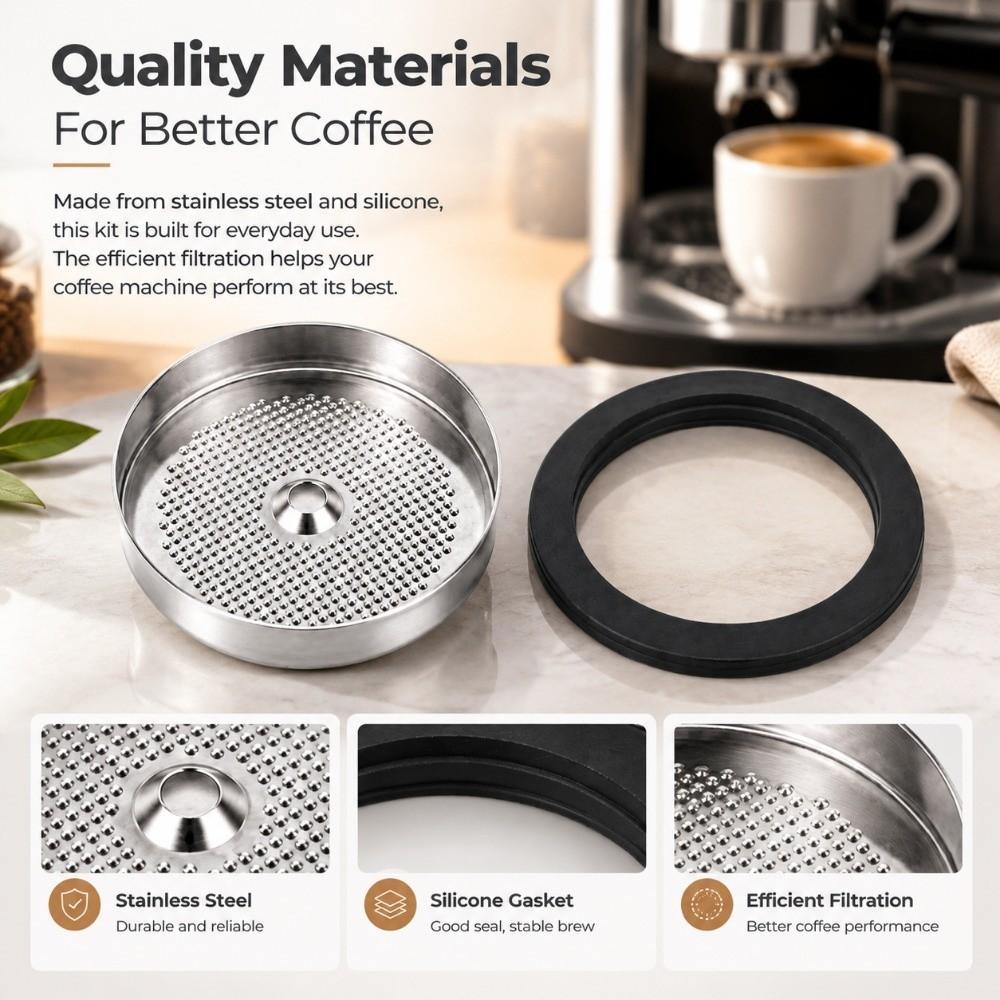 Silver Shower Screen Gasket Kit for Delonghi EC685 EC680 EC9335M EC2351 Espresso Machine