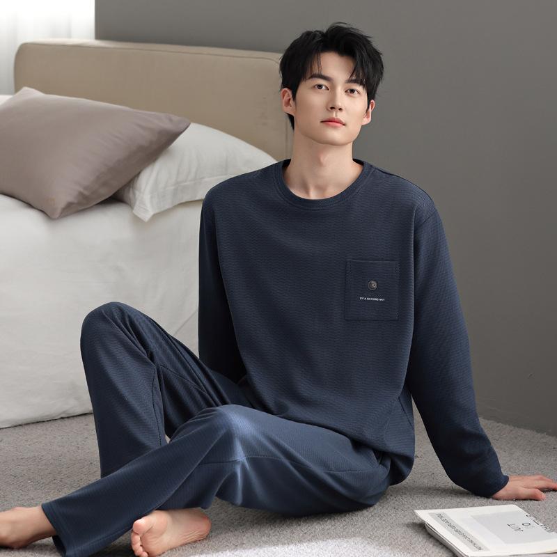 Island Fleece Men'S Pajamas Winter Thin Fleece Warm Coral Fleece Loungewear Autumn And Winter Thickened Suit