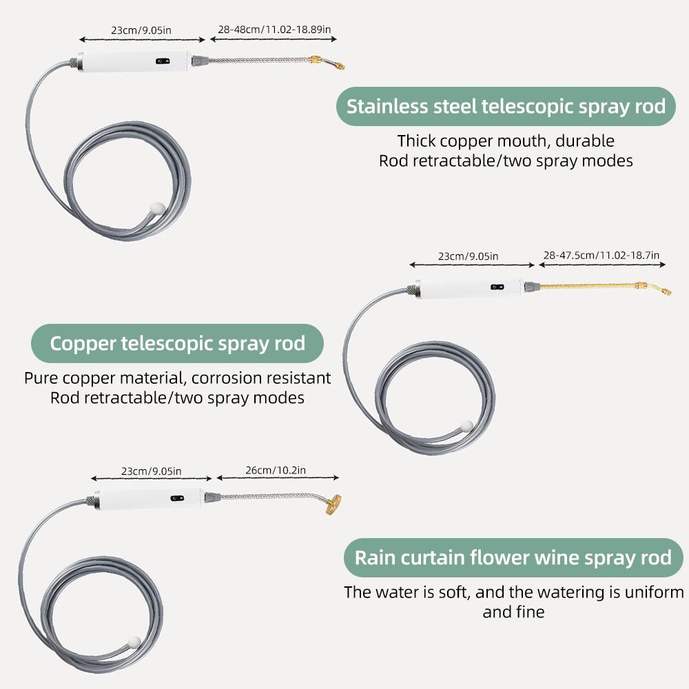 Różdżka do podlewania ze stali nierdzewnej z możliwością regulacji 3 strumieni i łatwą obsługą jednym kliknięciem, elektryczna